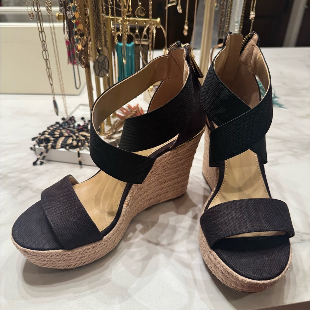 Black Wedge Sandals
